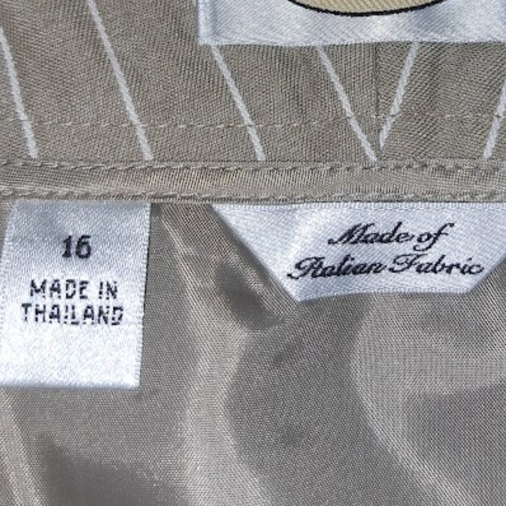 Talbots Tan Pinstripe Italian Linen Blend Pencil Skirt Sz 16 - Picture 9 of 11
